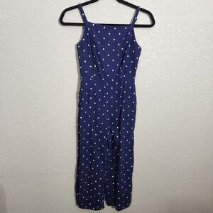 Old Navy Navy Blue Polka Dot Jumpsuit XS Adjustable Straps Smocked Back Pocketed